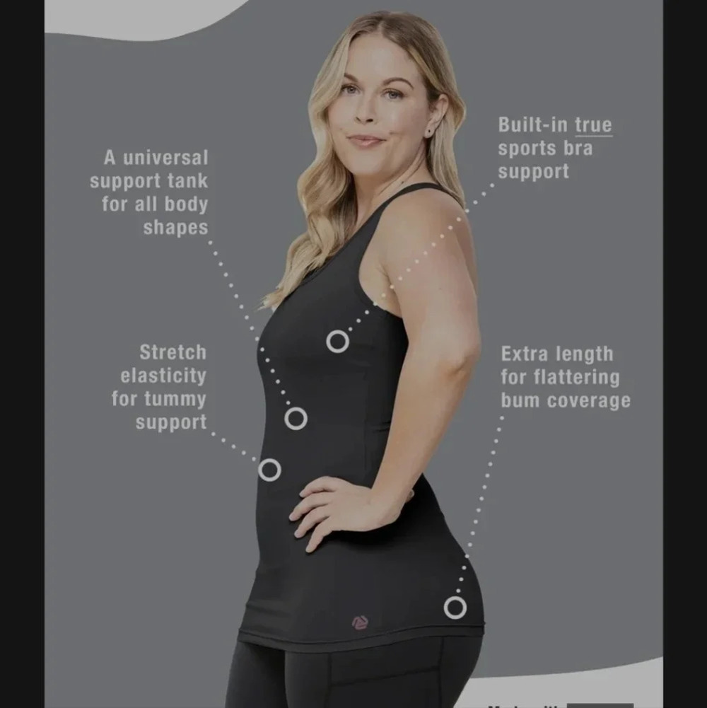 any age activewear grey COMPLETE COVERAGE TUMMY CONTROL SPORT TANK WITH BRA M - Picture 6 of 12